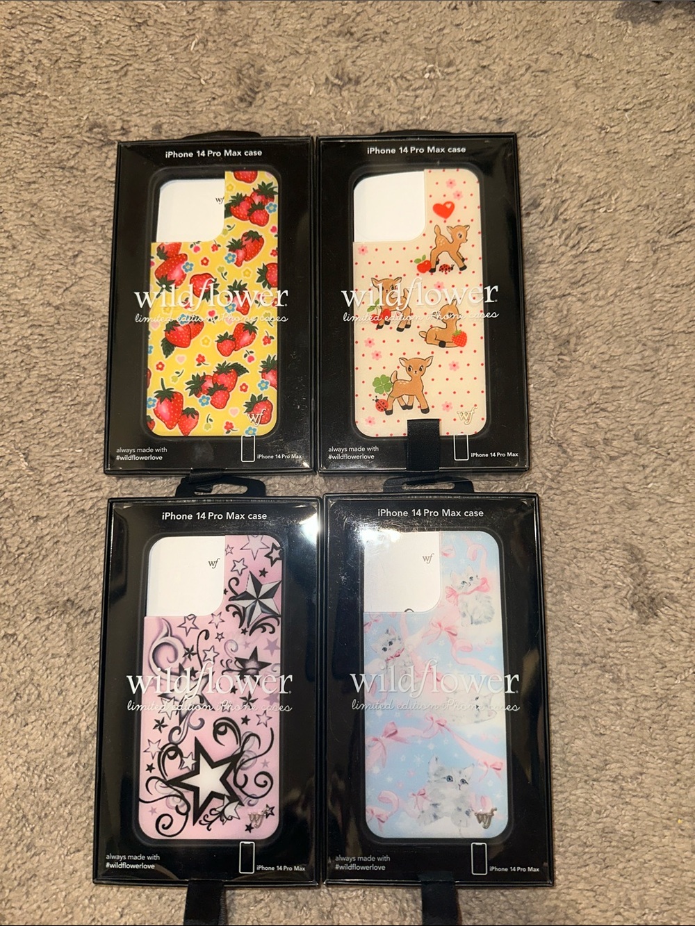 Wildflower iPhone 14 Pro Max Case Set – Yellow, White, Pink, Blue Designs